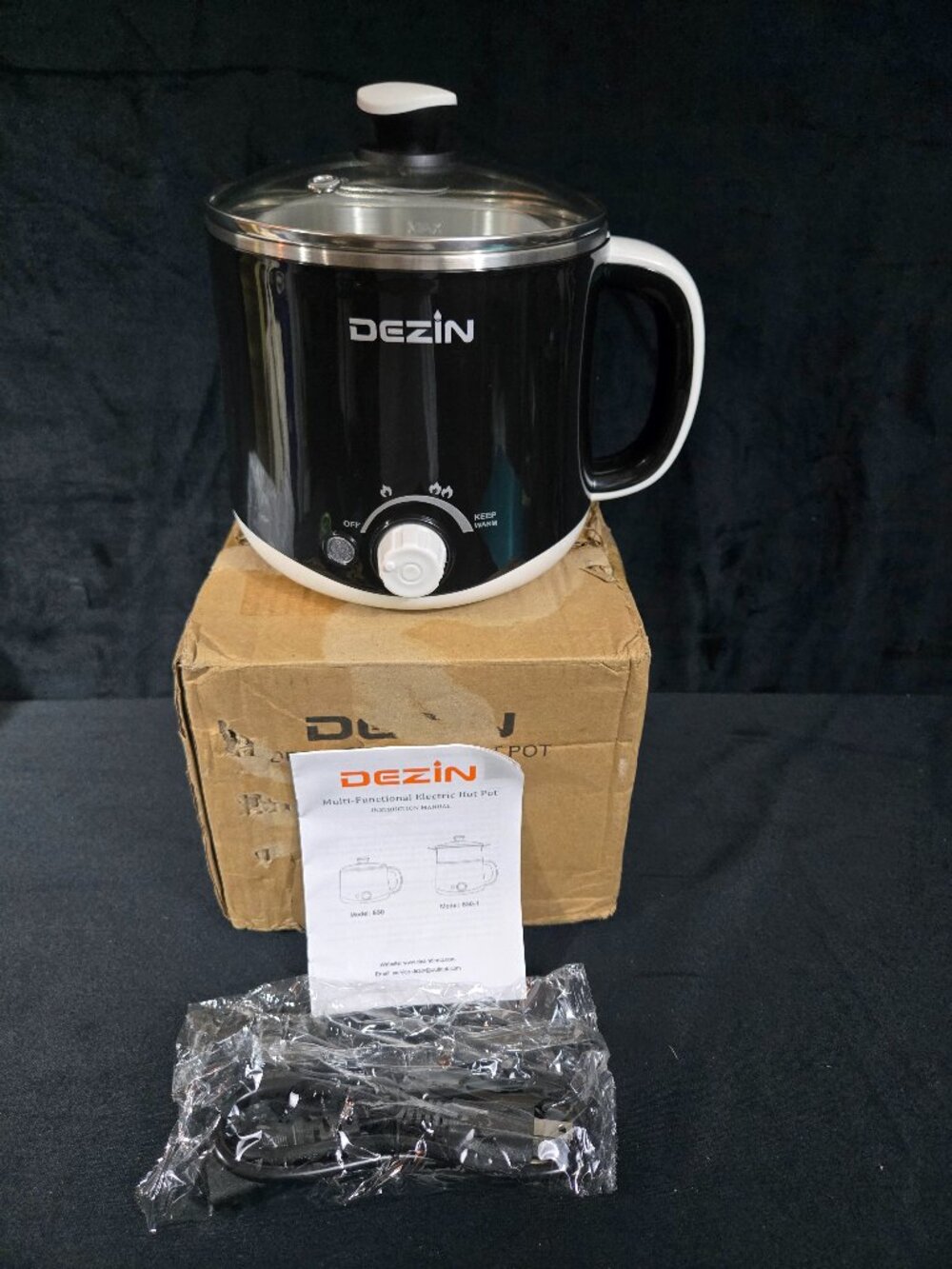 Dezin GLH830 1.6L Electric Hot Pot 600W Cooker Black Open Box